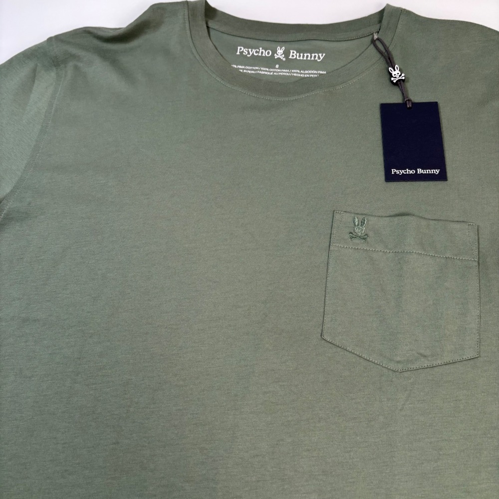Psycho Bunny Mens 8 XXL Green Bonnie Regular Fit Pocket Tee NEW Pima Cotton